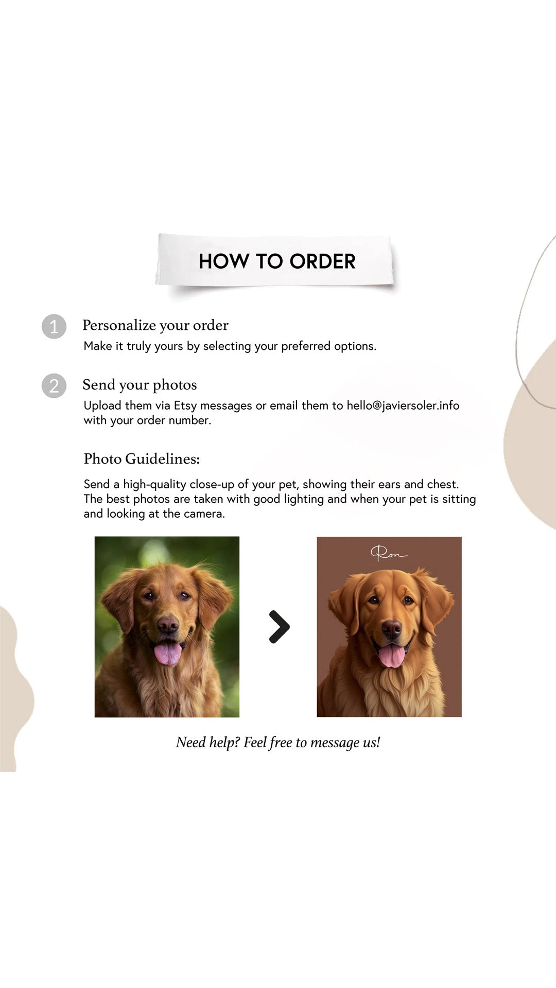 🐶 Custom Pet Illustration from Your Photo – Personalized Digital Portrait