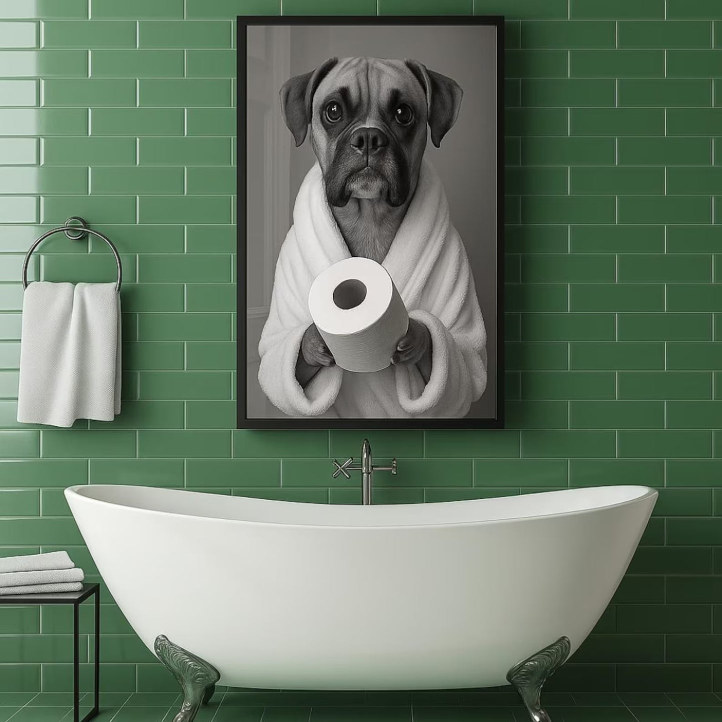 🛁 Custom Pet Portrait in the Bathroom – Funny Digital Pet Art