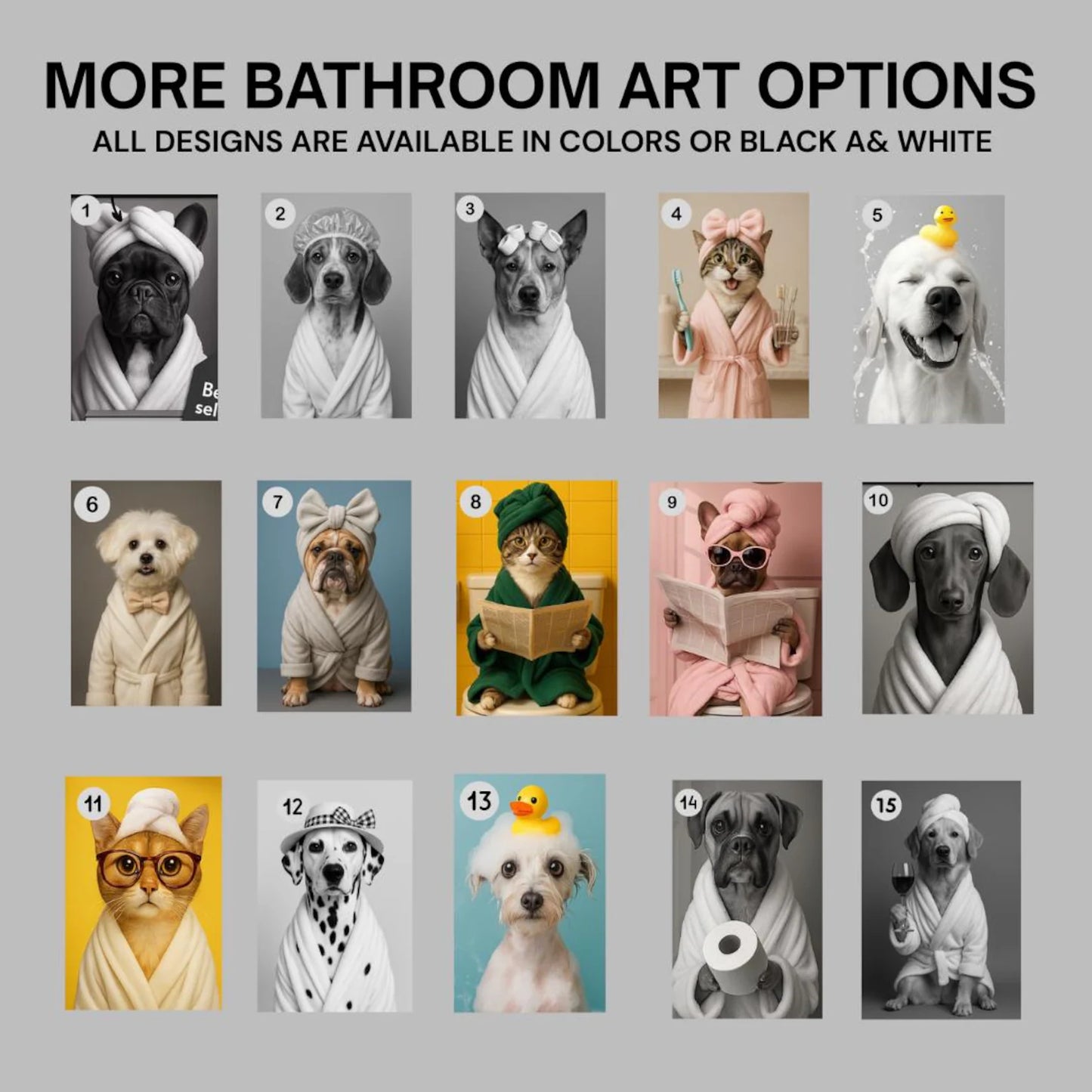 🛁 Custom Pet Portrait in the Bathroom – Funny Digital Pet Art