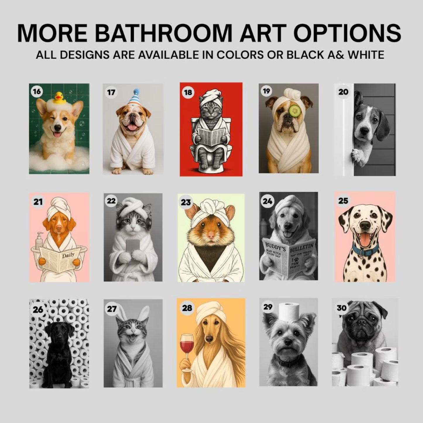 🛁 Custom Pet Portrait in the Bathroom – Funny Digital Pet Art