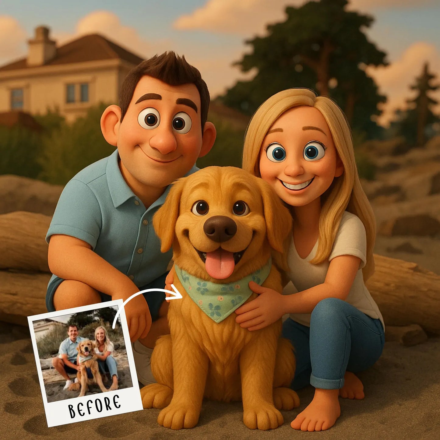 🎬 “Pixar-Style” 3D Animated Portrait from Your Photo (Couples • Families • Pets) – Digital Download
