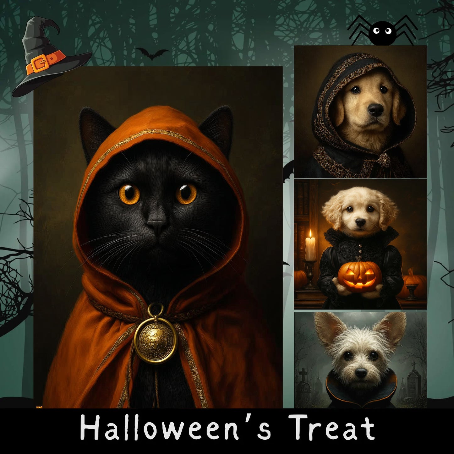 🎃 Custom Halloween Pet Portrait – Witchy, Spooky & Adorably Unique 👻