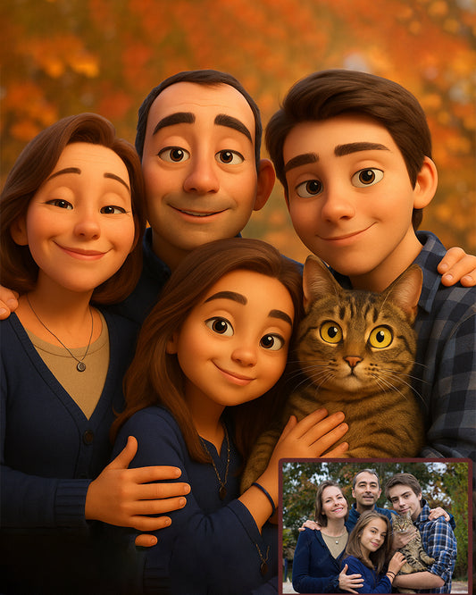 🎬 “Pixar-Style” 3D Animated Portrait from Your Photo (Couples • Families • Pets) – Digital Download